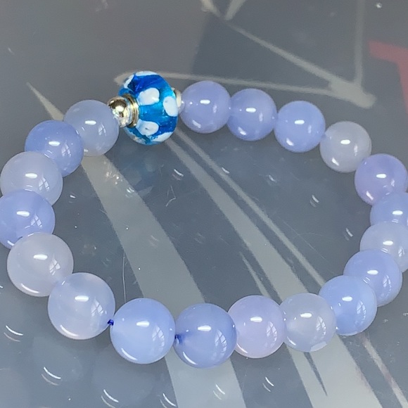 CHALCEDONY STONES NATURAL BRACELET Size 6” - Picture 3 of 6